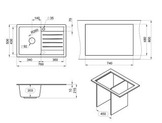 Мойка кухонная Granula Standart 7602, БЕЛЫЙ